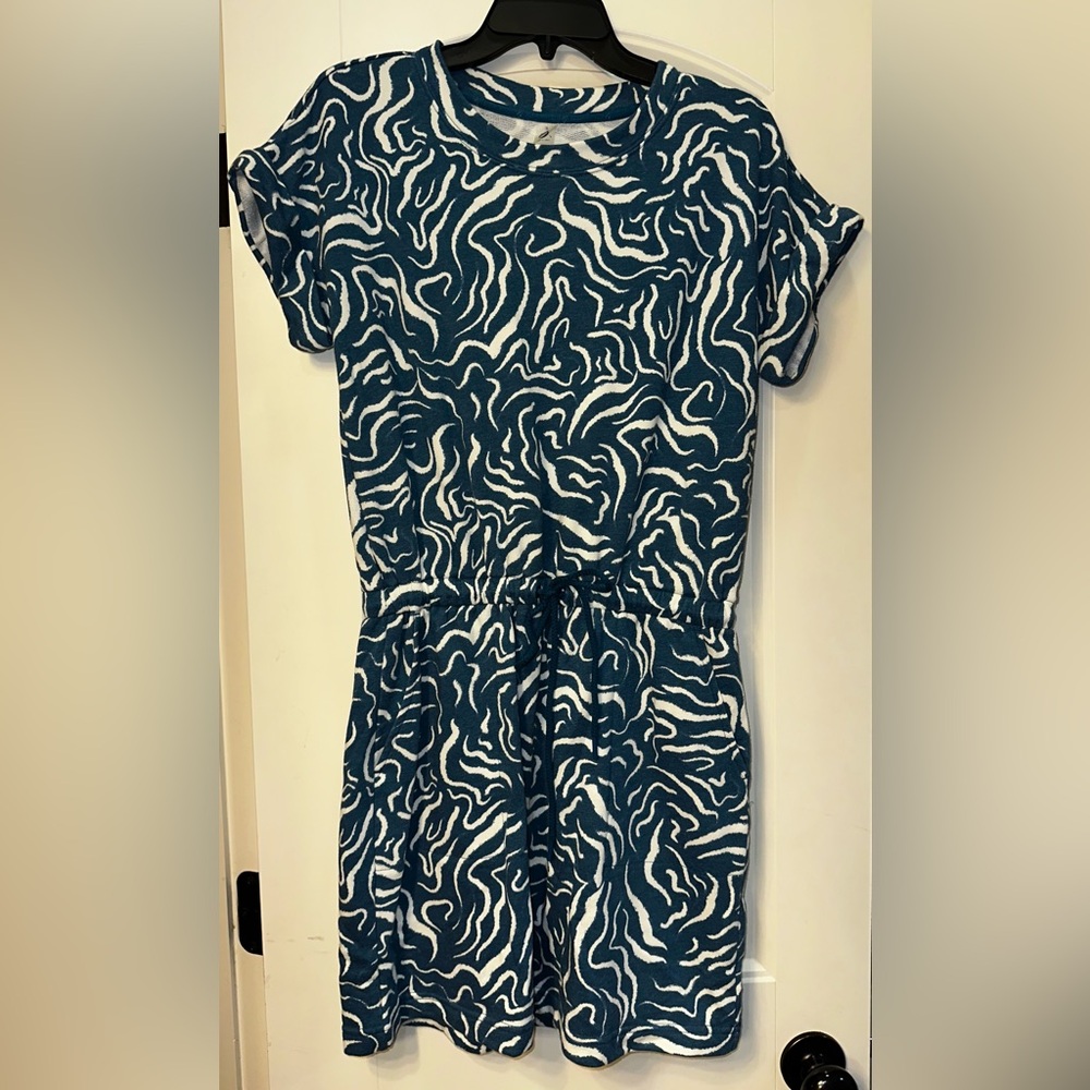 LOU & GREY WAVE COZY COTTON TERRY POCKET DRESS sz small